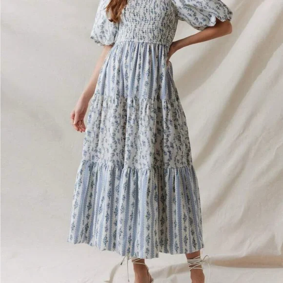 Floral Blue Maxi Dress - Picture 1 of 3